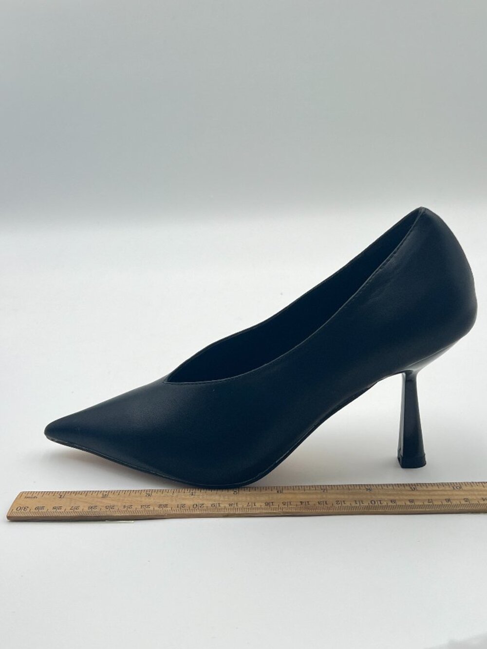 miss left Black V-Cut Pointed Toe Pumps Slip On High Heels Soft Insole Shoes